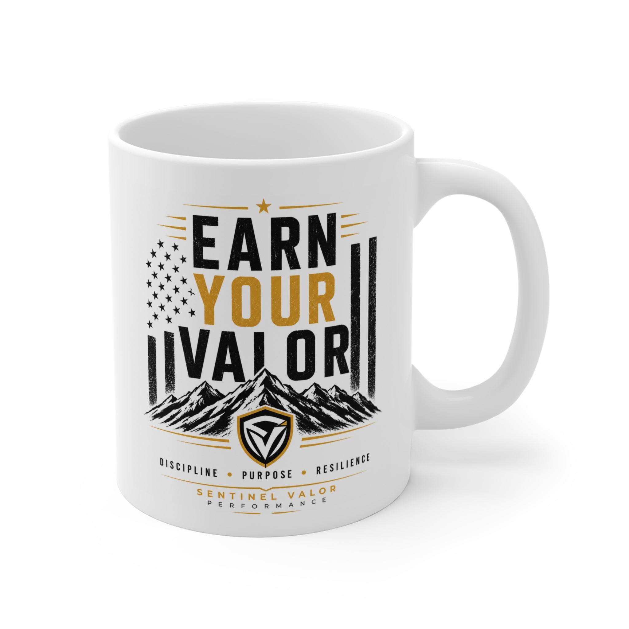 Sentinel Valor Shield Mug | 11 oz Ceramic Coffee Mug
