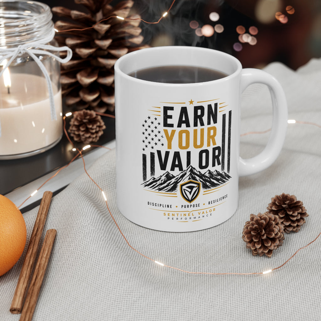 Sentinel Valor Shield Mug | 11 oz Ceramic Coffee Mug